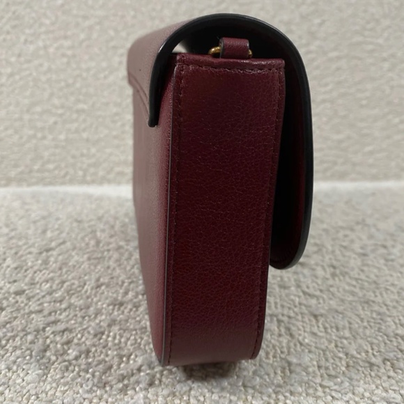 Authentic Pre-Owned Dior Medium Saddle Pouch with Chain Burgundy Goatskin - Picture 6 of 16